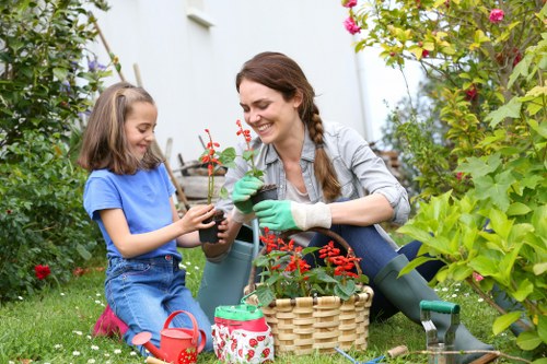 Supervisor conducting risk assessment in a garden